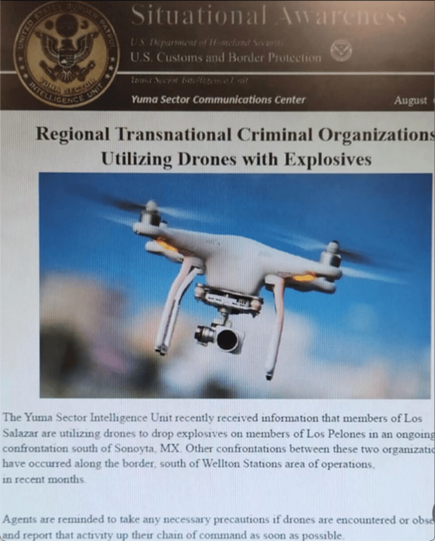 cartel drones fly with explosives near southern border 