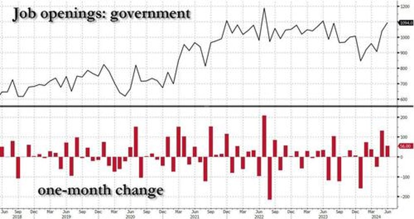 catastrophic jolts private sector job openings plunge offset by bizarre surge in government openings as hiring quits crater