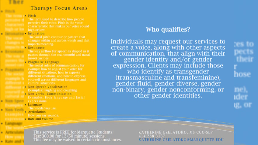 catholic university marquette removes flyer offering gender affirming voice therapy to all ages
