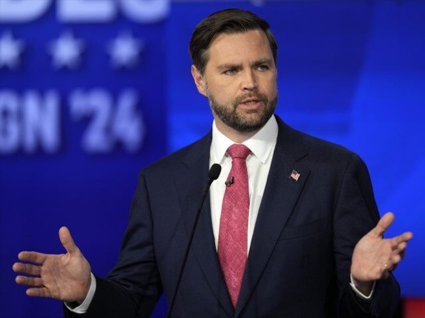 Republican vice presidential nominee Sen. JD Vance, R-Ohio, speaks during a vice president