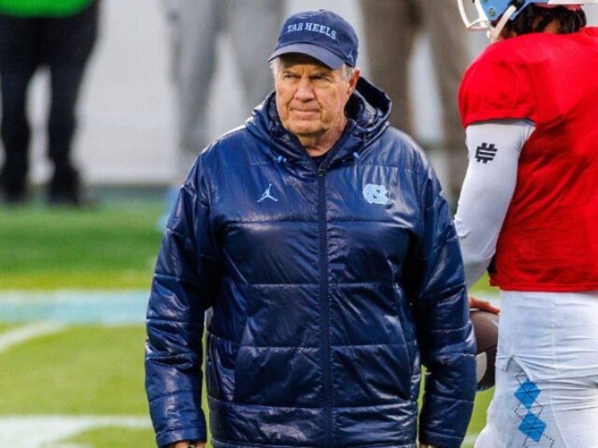 CHAPEL HILL, NORTH CAROLINA - APRIL 12: Head coach Bill Belichick of the North Carolina Ta