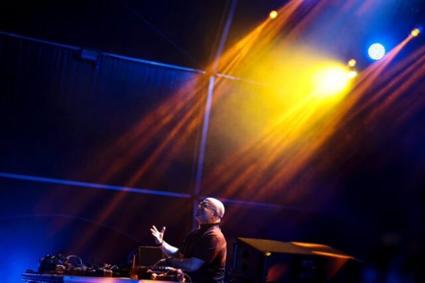 Father Guilherme Peixoto, Portugal's DJ priest, in action at a festival in Coimbra