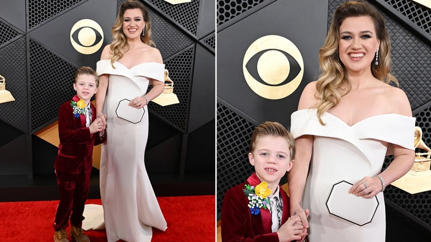 Kelly Clarkson and her son Remy at the Grammys
