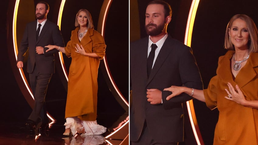 Celine Dion and her son Renee at the Grammys