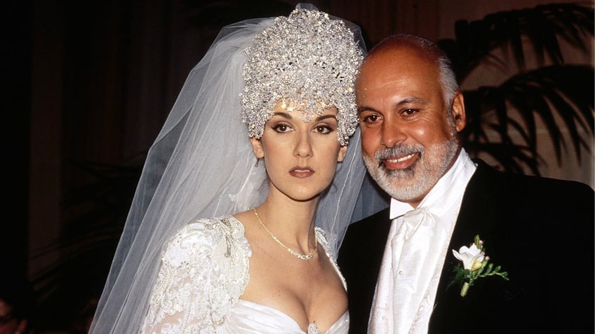 Celine Dion and her husband Rene on their wedding day,