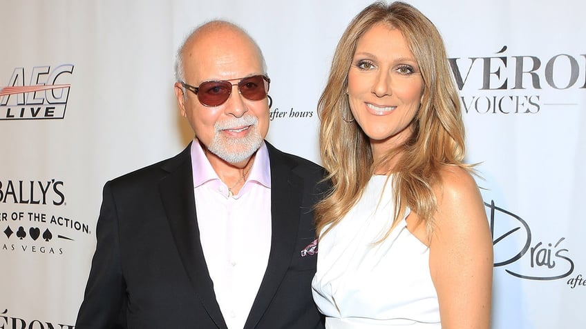 Celine Dion and her husband Rene on the red carpet