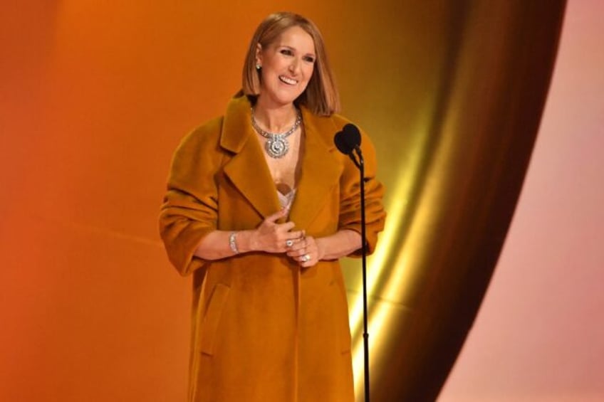 Celine Dion presents Album Of The Year award during the Grammy Awards on February 4, 2024