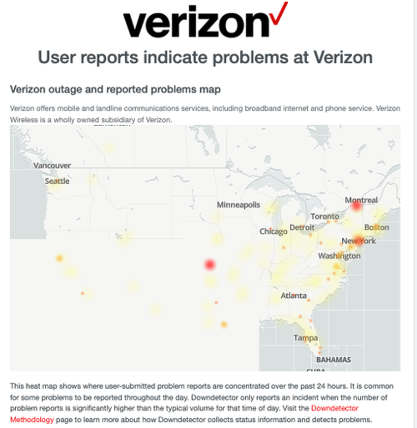 cell service outages reported across us 