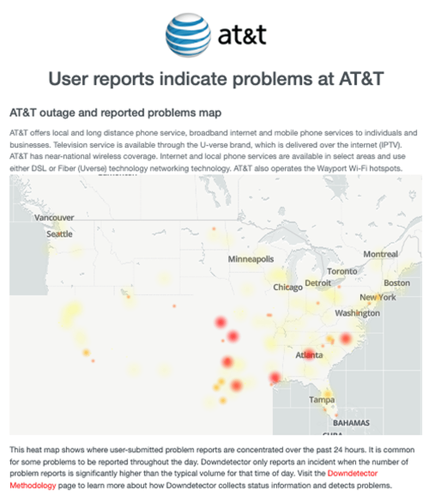 cell service outages reported across us 