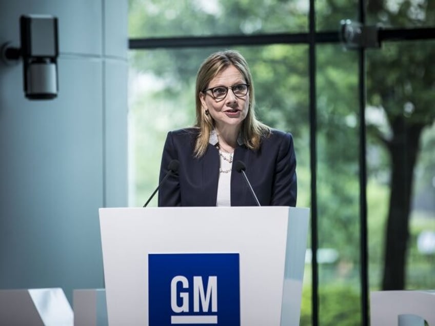 Mary Barra, chief executive officer of General Motors Co, speaks during a media event in S