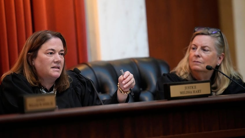 Colorado Supreme Court justices during hearing