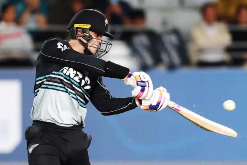 New Zealand’s Mark Chapman bats during the third T20