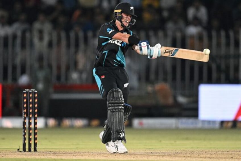 Match winner: New Zealand's Mark Chapman plays a shot during the third T20 international a