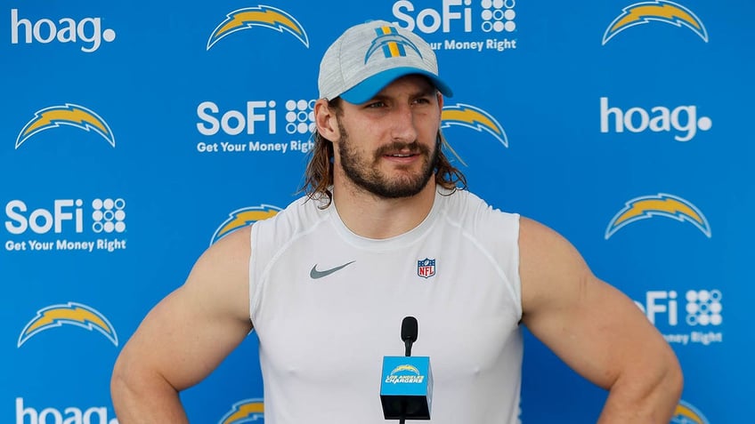 Joey Bosa talks to the media