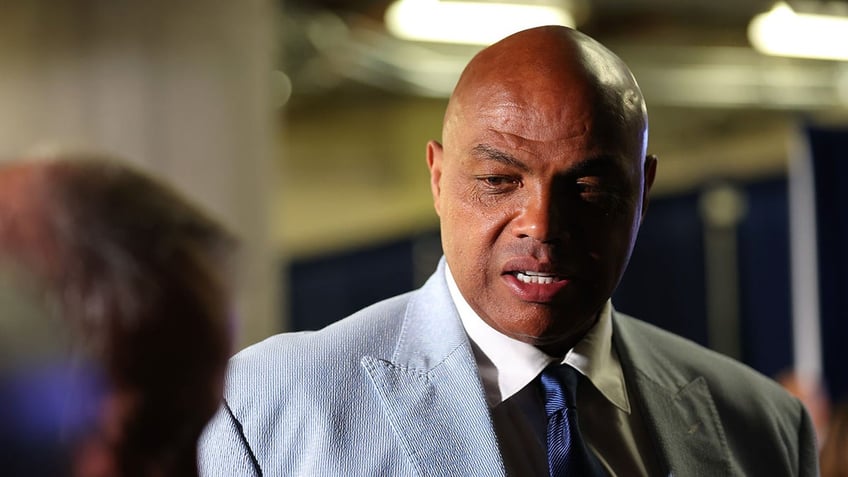 Charles Barkley talks to the media