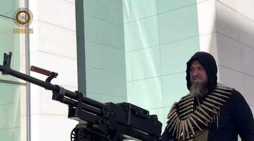 chechen warlord shows off cybertruck with heavy machine gun turret