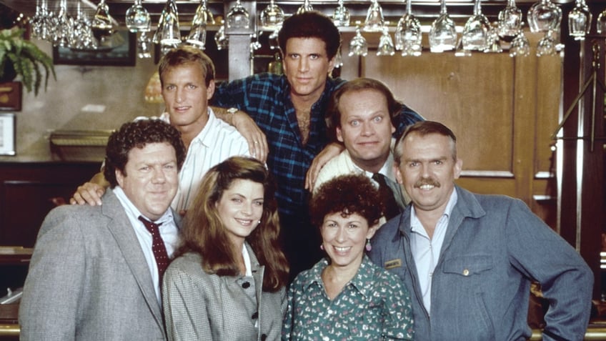 John Ratzenberger with the cast of cheers