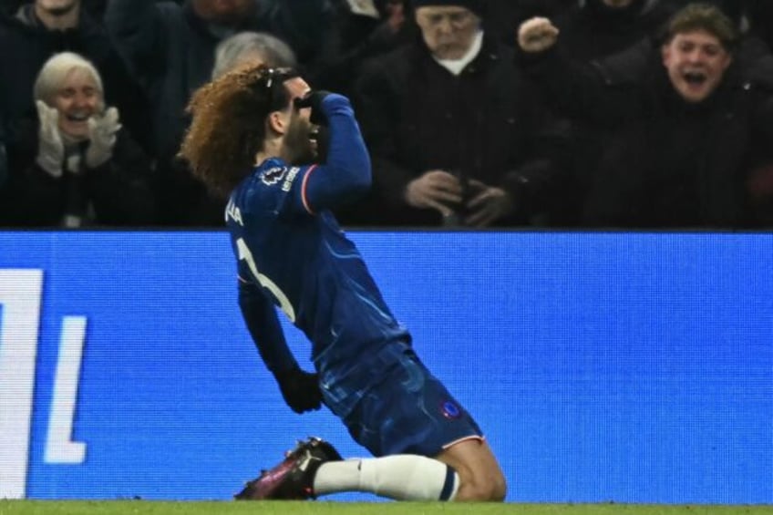 Chelsea's Marc Cucurella celebrates his goal against Wolves at Stamford Bridge