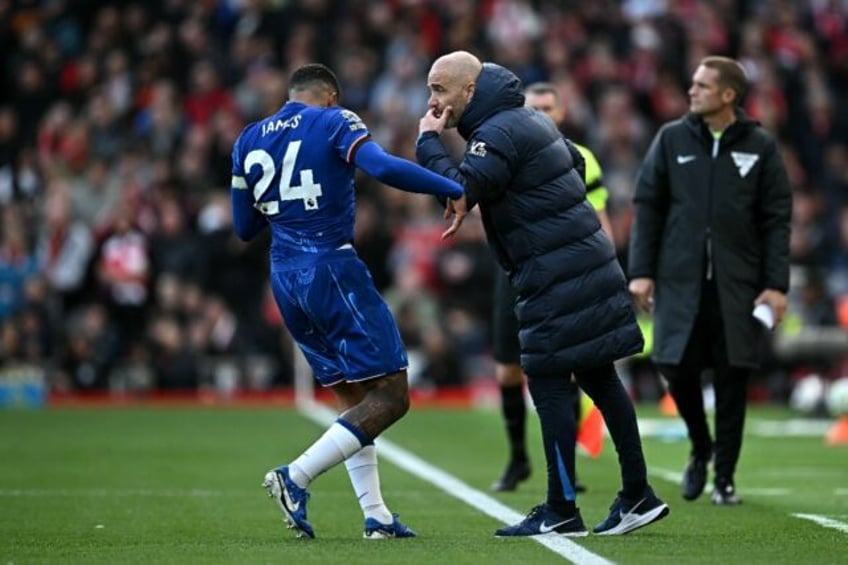 Chelsea boss Enzo Maresca gives instructions to Reece James