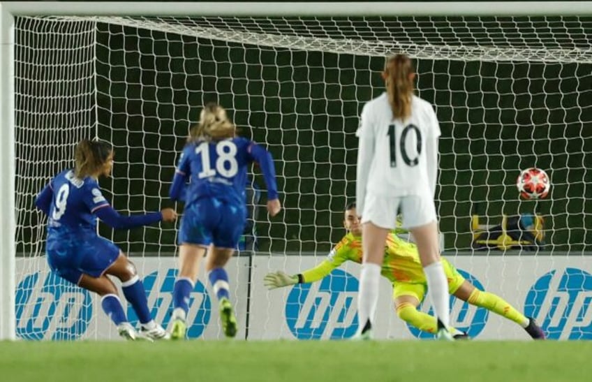 Catarina Macario (L) scored twice from the penalty spot as Chelsea came from behind to bea