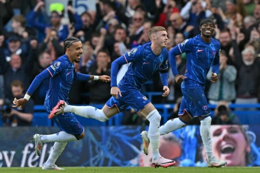 Cole Palmer (centre) scored four goals in the first half against Brighton