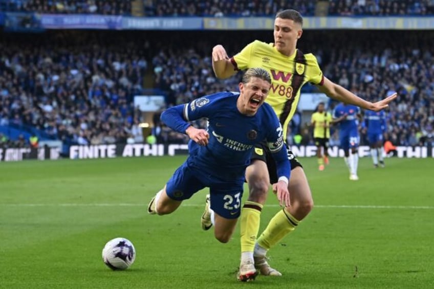 Under fire: Chelsea midfielder Conor Gallagher (L) in action against Burnley