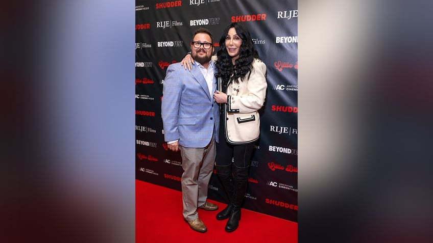 Cher posed with her son Chaz at the Beyond Fest premiere of "Little Bites."