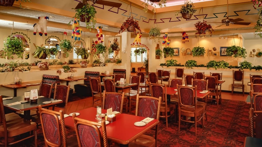 Retro architectural interior of franchised Chi-Chi's Mexican restaurants.