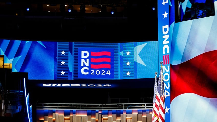 Signage at the United Center ahead of DNC 