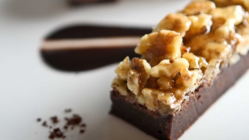 The brownie served at the Palmer House in Chicago is shown up close.