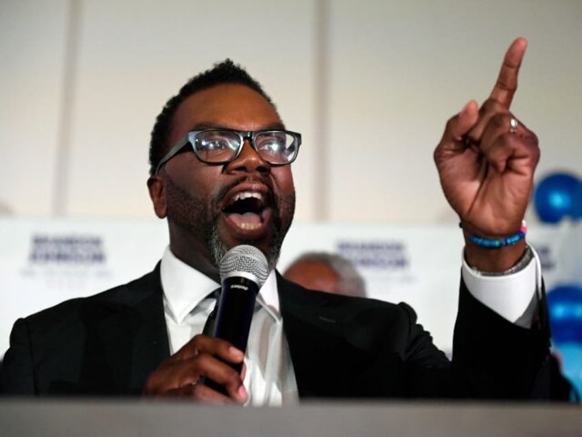 Chicago mayoral candidate Cook County Commissioner Brandon Johnson addresses supporters, Tuesday, Feb. 28, 2023, in Chicago. Johnson and Paul Vallas will meet in a runoff to be the next mayor of Chicago after voters denied incumbent Lori Lightfoot a second term. (AP Photo/Paul Beaty)