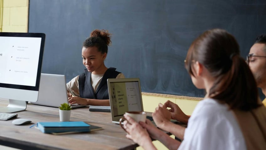 students on computers