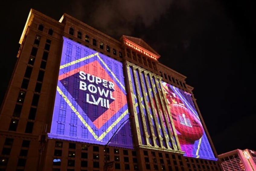 Super Bowl billboards light up Caesars Palace ahead of Sunday's NFL Championship game in L