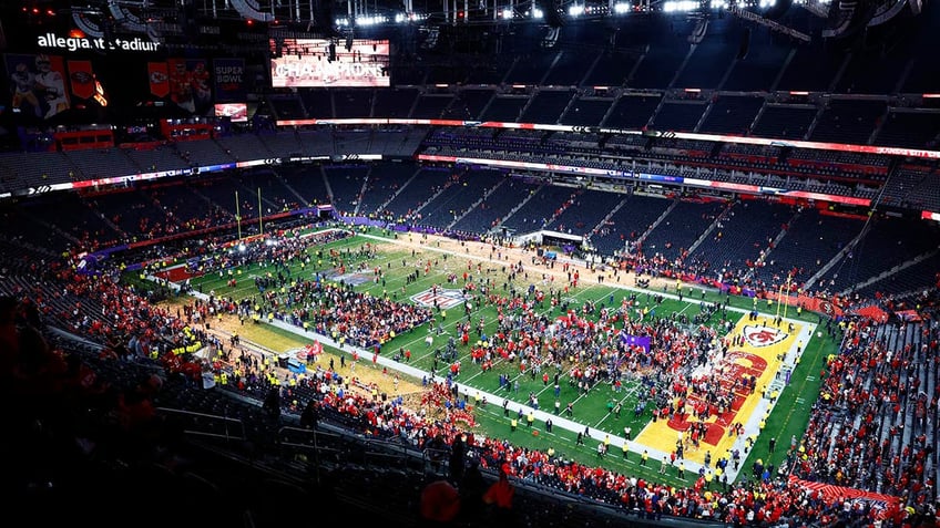 Shot of Chiefs after Super Bowl