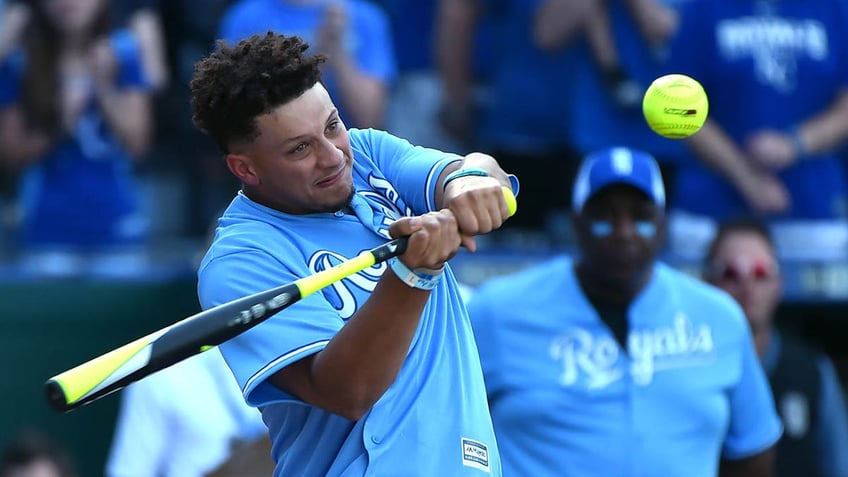 Patrick Mahomes playing softball