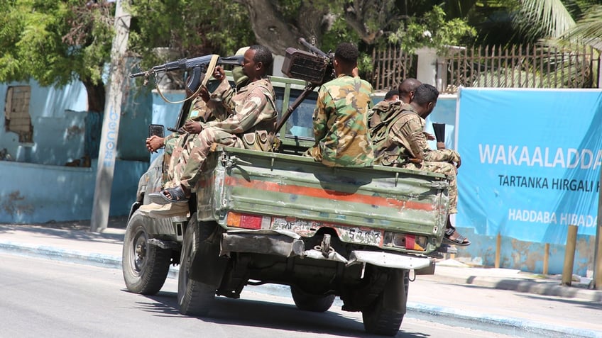 Somali security forces are dispatched to the scene after bomb and armed attack