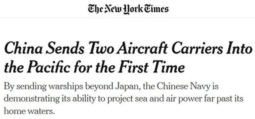 china sends two aircraft carriers deeper into pacific for first time after nato bolstered presence
