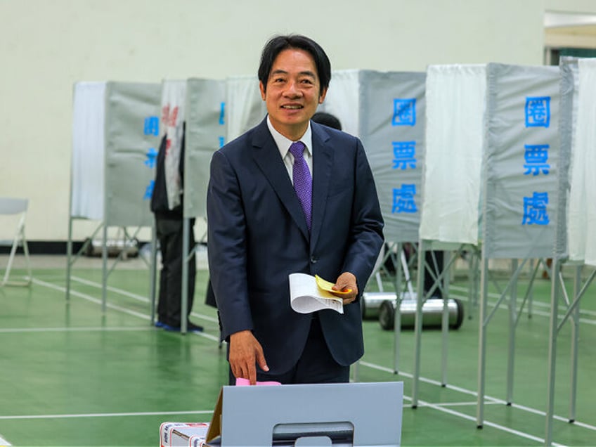 TAINAN, TAIWAN - JANUARY 13: Taiwan's Vice President and presidential candidate for the ruling Democratic Progressive Party (DPP) Lai Ching-te casts his ballot to vote on January 13, 2024 in Tainan, Taiwan. Taiwan will vote in a general election on Jan. 13 that will have direct implications for cross-strait relations. …