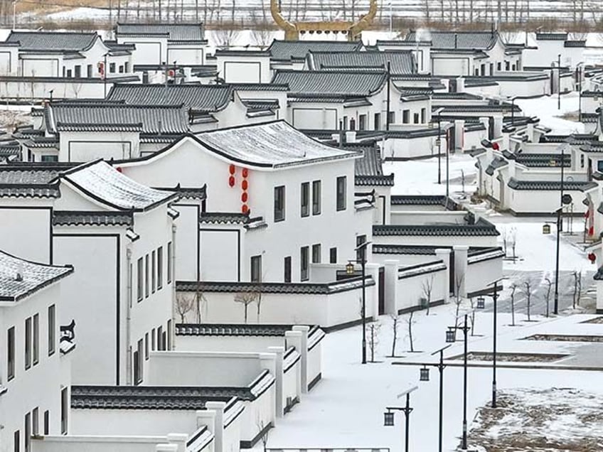 The scenery of rural residential environment after snow in Gaotai County, Zhangye city, Ga