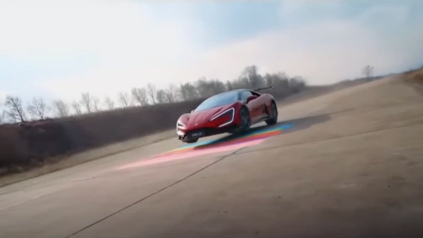 Chinese electric hypercar jumps over spikes, potholes while driving itself