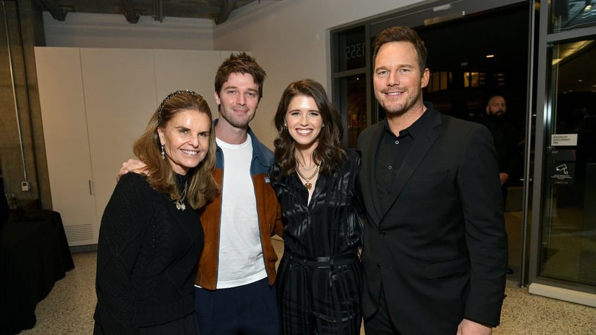 Maria Shriver, Patrick Schwarzenegger, Katherine Schwarzenegger and Chris Pratt 