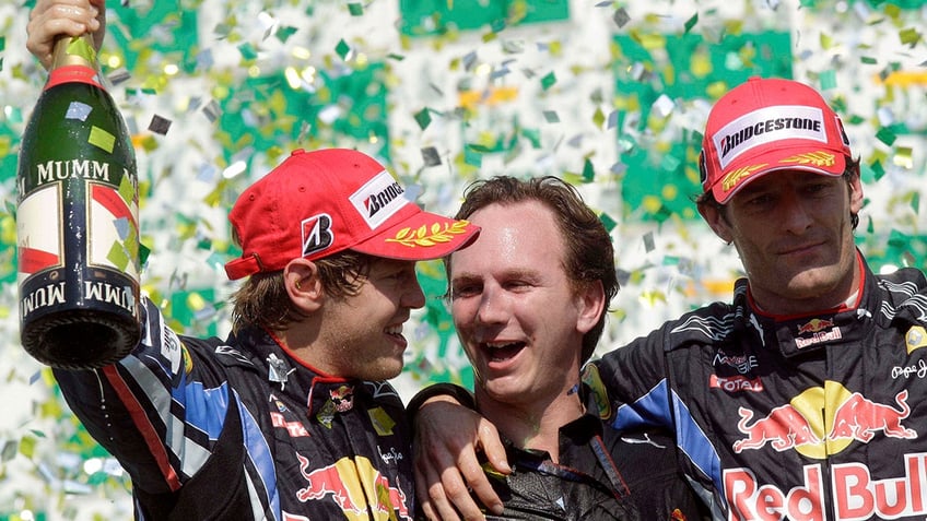 Christian Horner with Sebastian Vettel