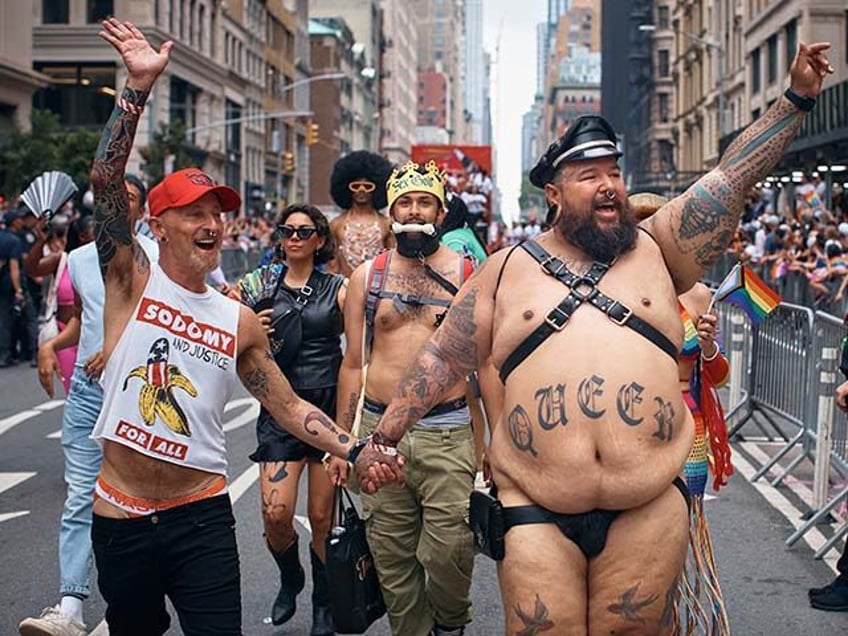 Revelers march along Fifth Avenue during the NYC Pride March, Sunday, June 30, 2024, in Ne