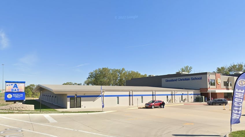 Iowa Christian school building seen from street