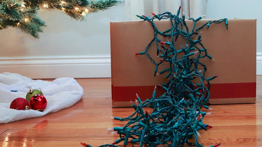 tangled string of christmas lights