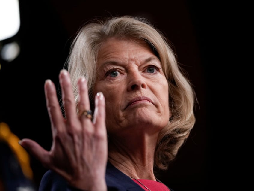 WASHINGTON, DC - MAY 18: Sen. Lisa Murkowski (R-AK) speaks during a news conference about high gas prices at the U.S. Capitol on May 18, 2022 in Washington, DC. According to AAA, the national average for a gallon of unleaded gas hit $4.48 this week. (Photo by Drew Angerer/Getty Images)