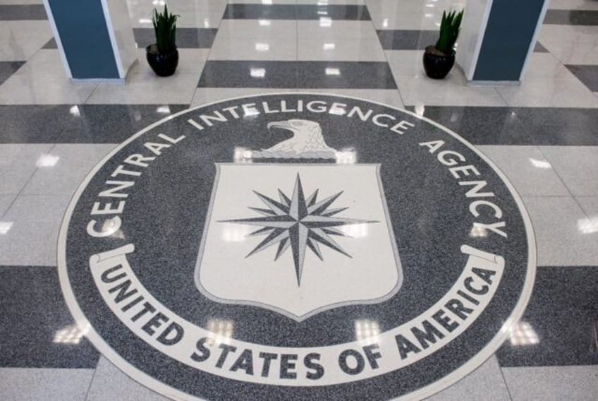 The Central Intelligence Agency (CIA) seal is displayed in the lobby of CIA Headquarters i