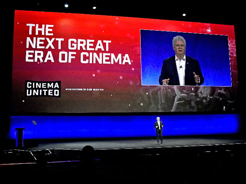 LAS VEGAS, NEVADA - APRIL 01: Michael O’Leary, President & CEO, Cinema United speaks