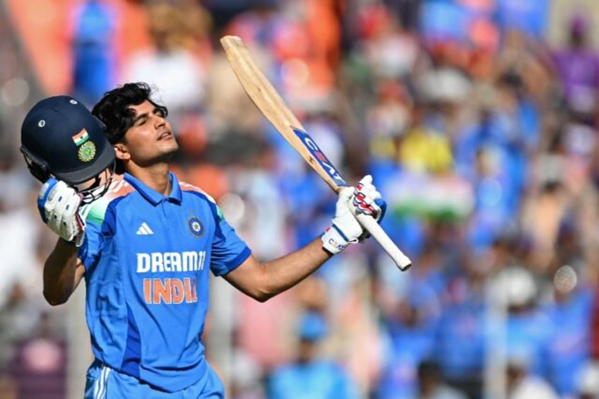 Shubman Gill celebrates his century against England