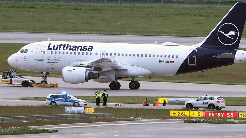 Munich Germany Bavaria Airport Climate Activists Protest Glue Runway